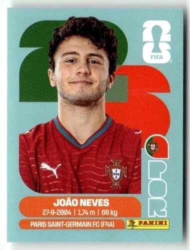 POR14 João Neves Portugalia Base Naklejki FIFA World Cup 2026 Panini