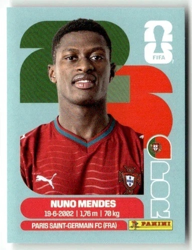 POR7 Nuno Mendes Portugalia Base Naklejki FIFA World Cup 2026 Panini