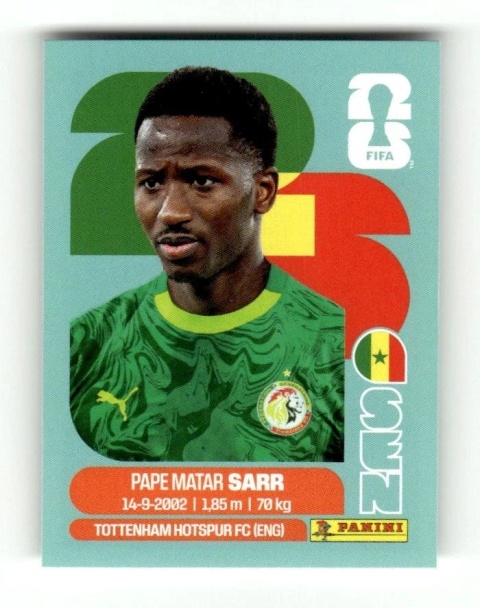 SEN10 Pape Matar Sarr Senegal Base Naklejki FIFA World Cup 2026 Panini