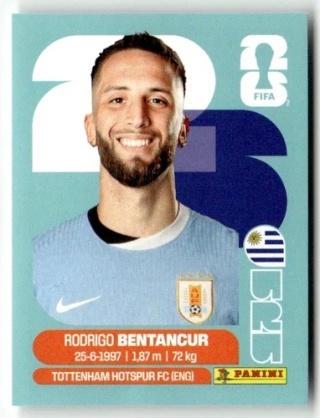 URU12 Rodrigo Bentancur Urugwaj Base Naklejki FIFA World Cup 2026 Panini