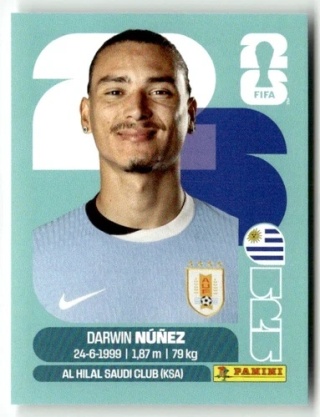 URU17 Darwin Núñez Urugwaj Base Naklejki FIFA World Cup 2026 Panini