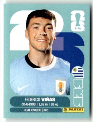 URU18 Federico Viñas Urugwaj Base Naklejki FIFA World Cup 2026 Panini