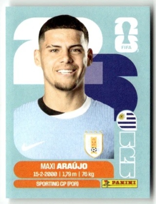 URU16 Maxi Araujo Urugwaj Base Naklejki FIFA World Cup 2026 Panini
