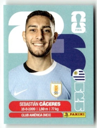 URU6 Sebastian Caceres Urugwaj Base Naklejki FIFA World Cup 2026 Panini