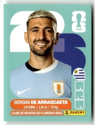 URU11 Giorgian De Arrascaeta Urugwaj Base Naklejki FIFA World Cup 2026 Panini