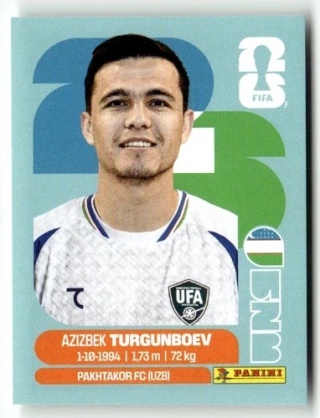 UZB14 Azizbek Turgunboev Uzbekistan Base Naklejki FIFA World Cup 2026 Panini