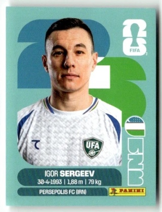 UZB19 Igor Sergeev Uzbekistan Base Naklejki FIFA World Cup 2026 Panini