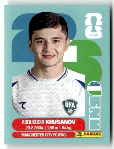UZB9 Abdukodir Khusanov Uzbekistan Base Naklejki FIFA World Cup 2026 Panini