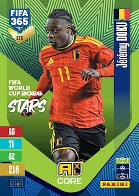 215 Jérémy Doku Belgium FIFA World Cup 2026 Stars FIFA 365 2027