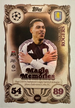 427 Morgan Rogers Aston Villa Magic Memories Match Attax 2025/26