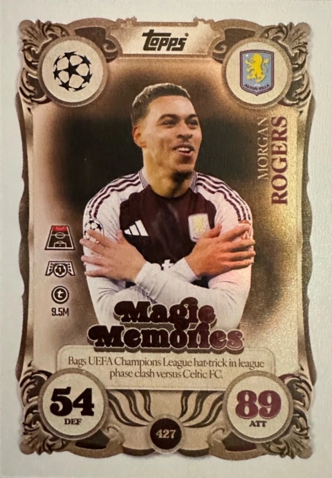 427 Morgan Rogers Aston Villa Magic Memories Match Attax 2025/26