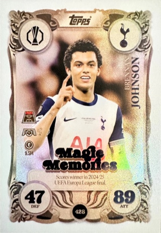 428 Brennan Johnson Tottenham Magic Memories Match Attax 2025/26