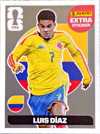 LD Luis Díaz Colombia Extra / Base Silver Naklejki FIFA World Cup 2026 Panini