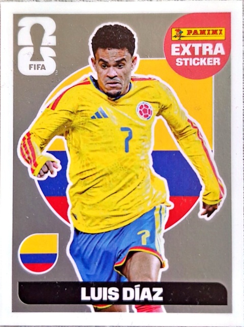 LD Luis Díaz Colombia Extra / Base Silver Naklejki FIFA World Cup 2026 Panini