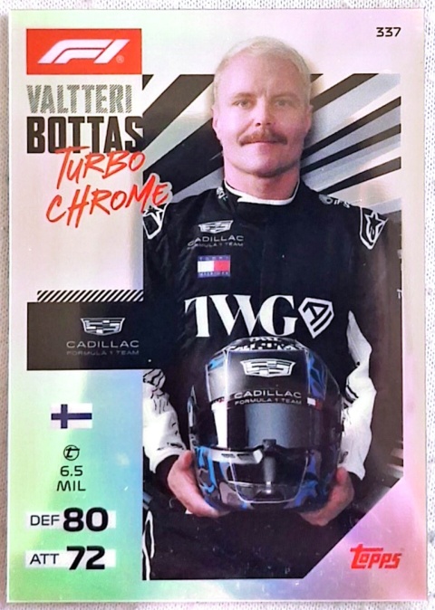 337	Valtteri Bottas Turbo Chrome Base card Topps Turbo Attax F1 2026