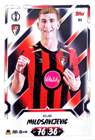 103 Veljko Milosavljević Bournemouth Base Match Attax 2026/27