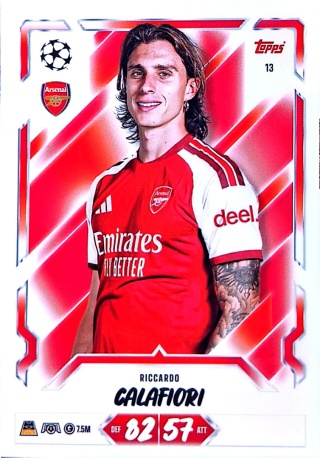 13 Riccardo Calafiori Arsenal Base Match Attax 2026/27