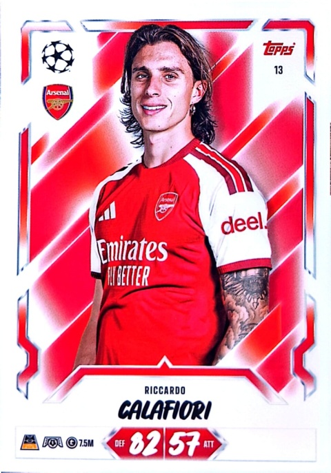 13 Riccardo Calafiori Arsenal Base Match Attax 2026/27