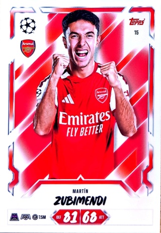 15 Martin Zubimendi Arsenal Base Match Attax 2026/27
