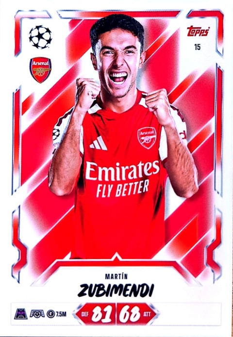 15 Martin Zubimendi Arsenal Base Match Attax 2026/27