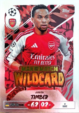 23 Jurriën Timber Arsenal Man of the Match Wildcard Match Attax 2026/27