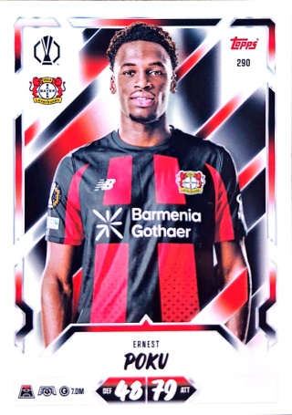 290 Ernest Poku Leverkusen Base Match Attax 2026/27