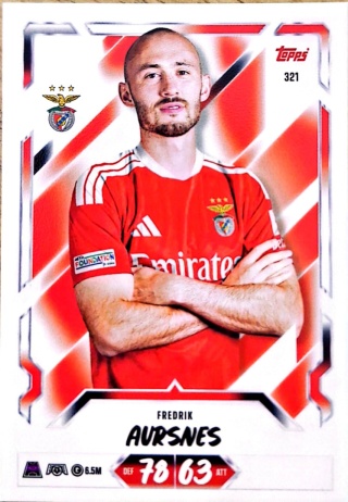 321 Fredrik Aursnes SL Benfica Base Match Attax 2026/27
