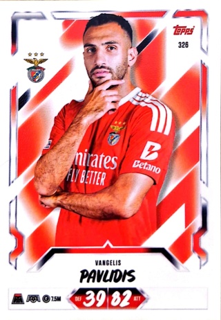 326 Vangelis Pavlidis SL Benfica Base Match Attax 2026/27