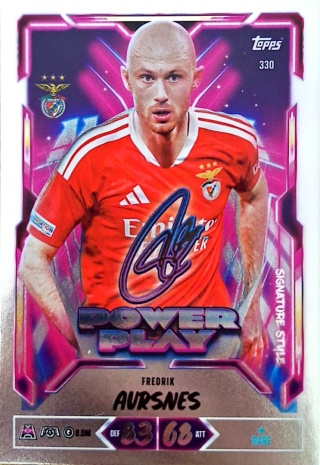 330 Fredrik Aursnes SL Benfica Power Play Signature Style Match Attax 2026/27