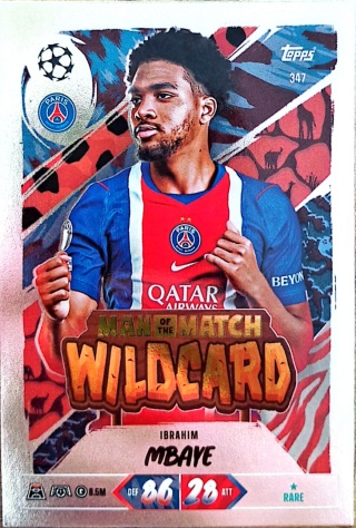 347 Ibrahim Mbaye PSG Man of the Match Wildcard Match Attax 2026/27