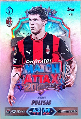 441 Christian Pulisic AC Milan Limited Edition 20th Anniversary Match Attax 2026/27