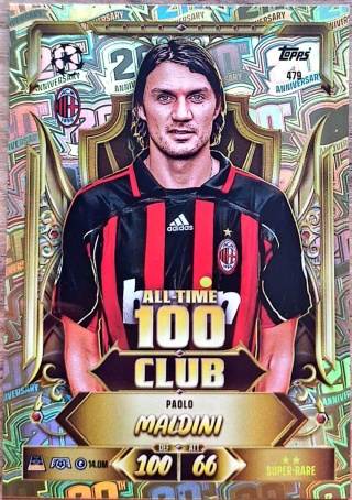 479 Paolo Maldini AC Milan All-Time 100 Club Match Attax 2026/27