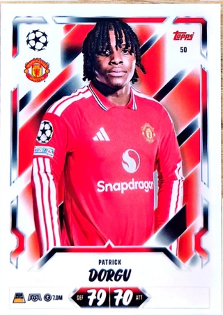 50 Patrick Dorgu Manchester United Base Match Attax 2026/27