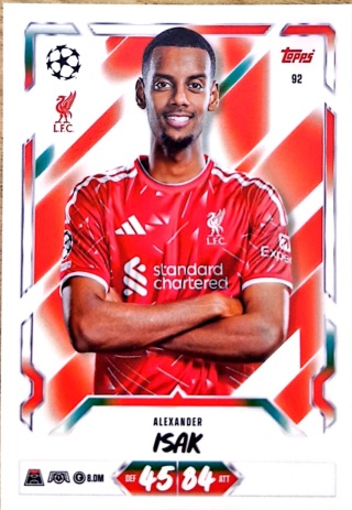 92 Alexander Isak Liverpool Base Match Attax 2026/27
