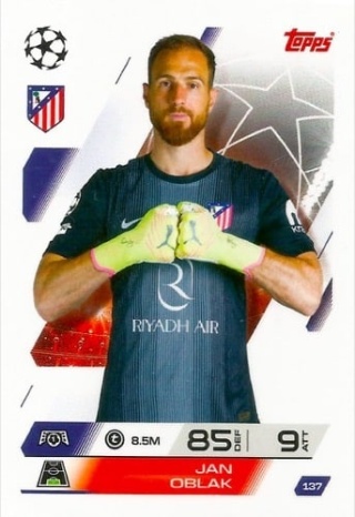137 Jan Oblak Atlético Madryt Base Match Attax 2025/26