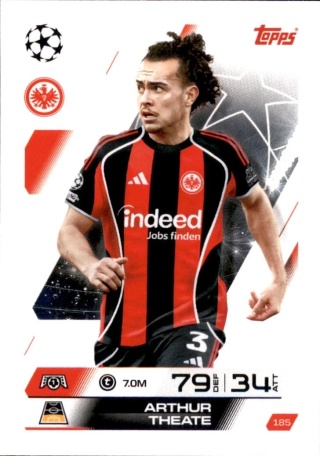 185 Arthur Theate Eintracht Frankfurt Base Match Attax 2025/26