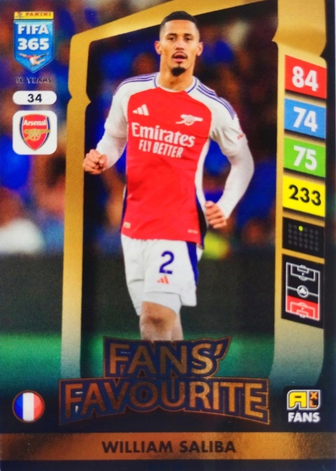 34 William Saliba Arsenal Fans’ Favourite FIFA 365 2025