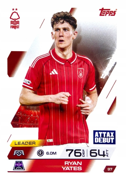 97 Ryan Yates Nottingham Forest Base Match Attax 2025/26