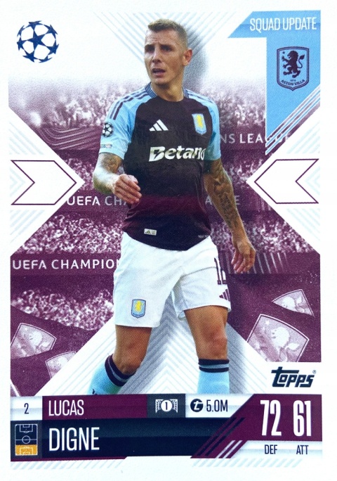 2 Lucas Digne Aston Villa Squad Update Match Attax Extra 2025