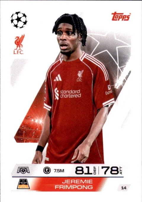 14 Jeremie Frimpong Liverpool Base Match Attax 2025/26