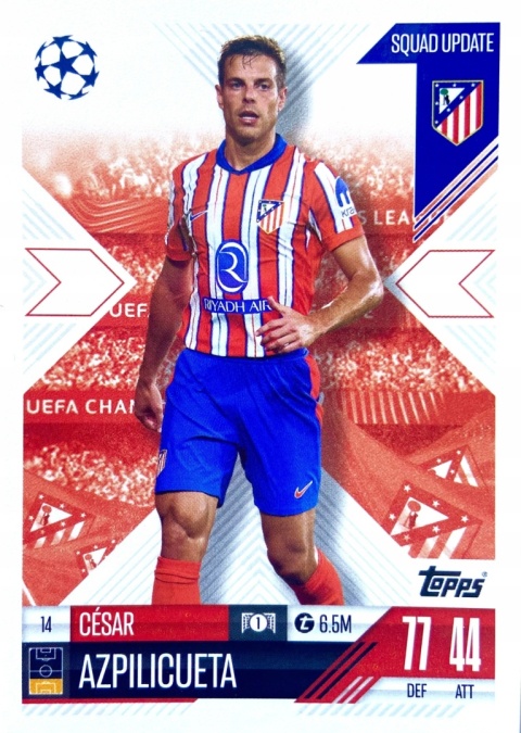 14 César Azpilicueta Atlético de Madrid Squad Update Match Attax Extra 2025
