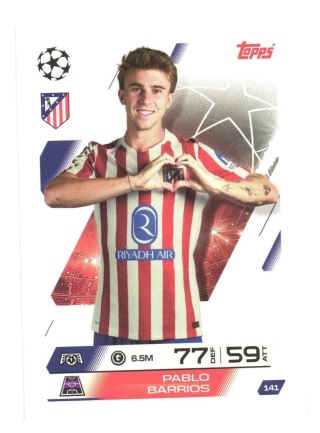 141 Pablo Barrios Atlético Madryt Base Match Attax 2025/26