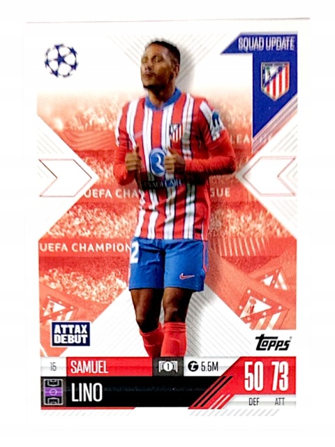 15 Samuel Lino Atlético de Madrid Squad Update Match Attax Extra 2025