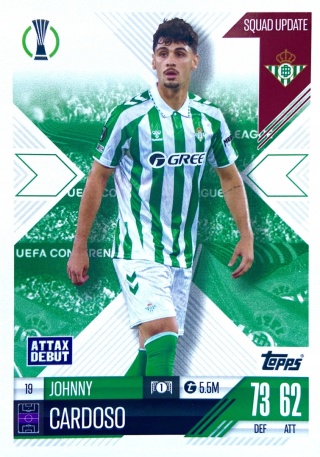 19 Johnny Cardoso Real Betis Balompié Squad Update Match Attax Extra 2025