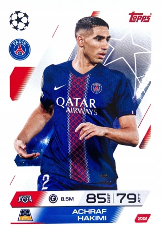 232 Achraf Hakimi PSG Base Match Attax 2025/26