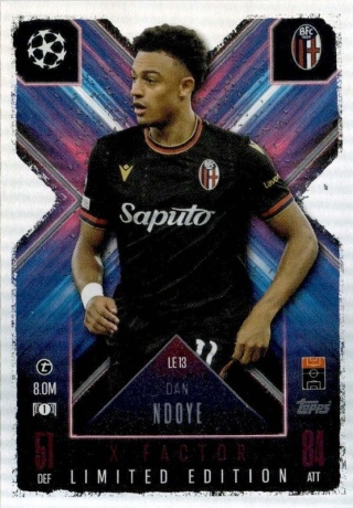 LE13 Dan Ndoye Bologna FC 1909 X-Factor Limited Edition Match Attax Extra 2025