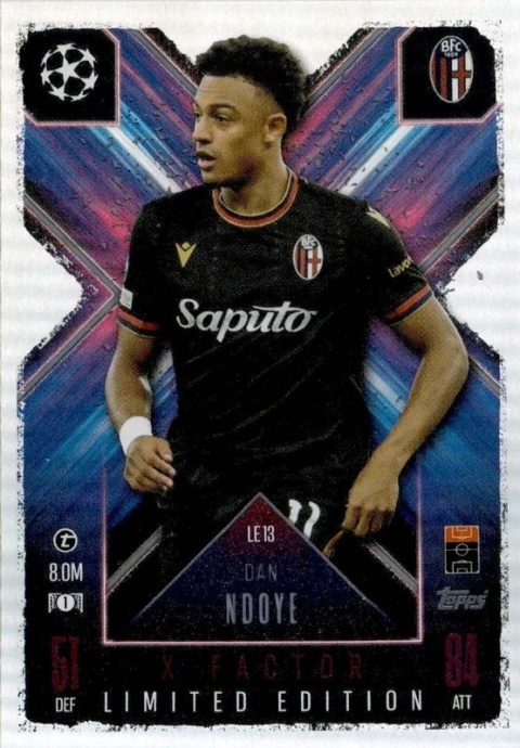 LE13 Dan Ndoye Bologna FC 1909 X-Factor Limited Edition Match Attax Extra 2025