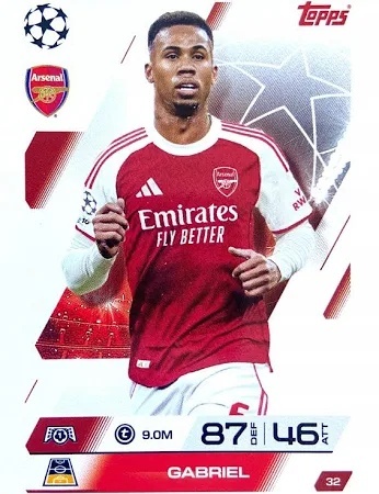 32 Gabriel Arsenal Base Match Attax 2025/26