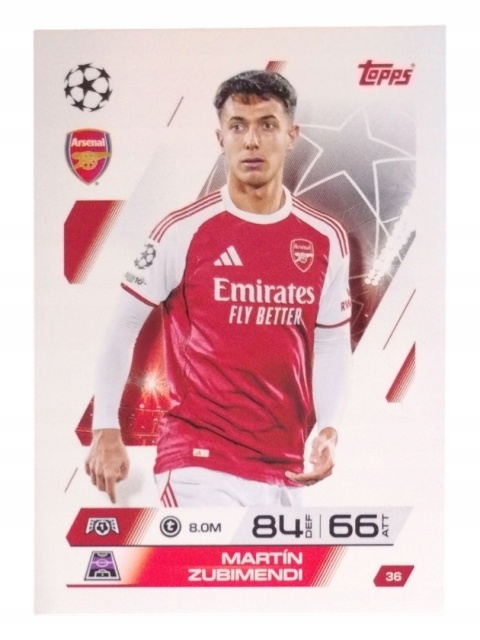 36 Martín Zubimendi Arsenal Base Match Attax 2025/26