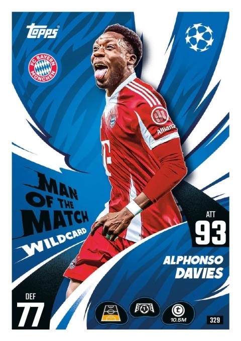 329 Alphonso Davies FC Bayern Man of the Match Wildcard Match Attax 2025/26